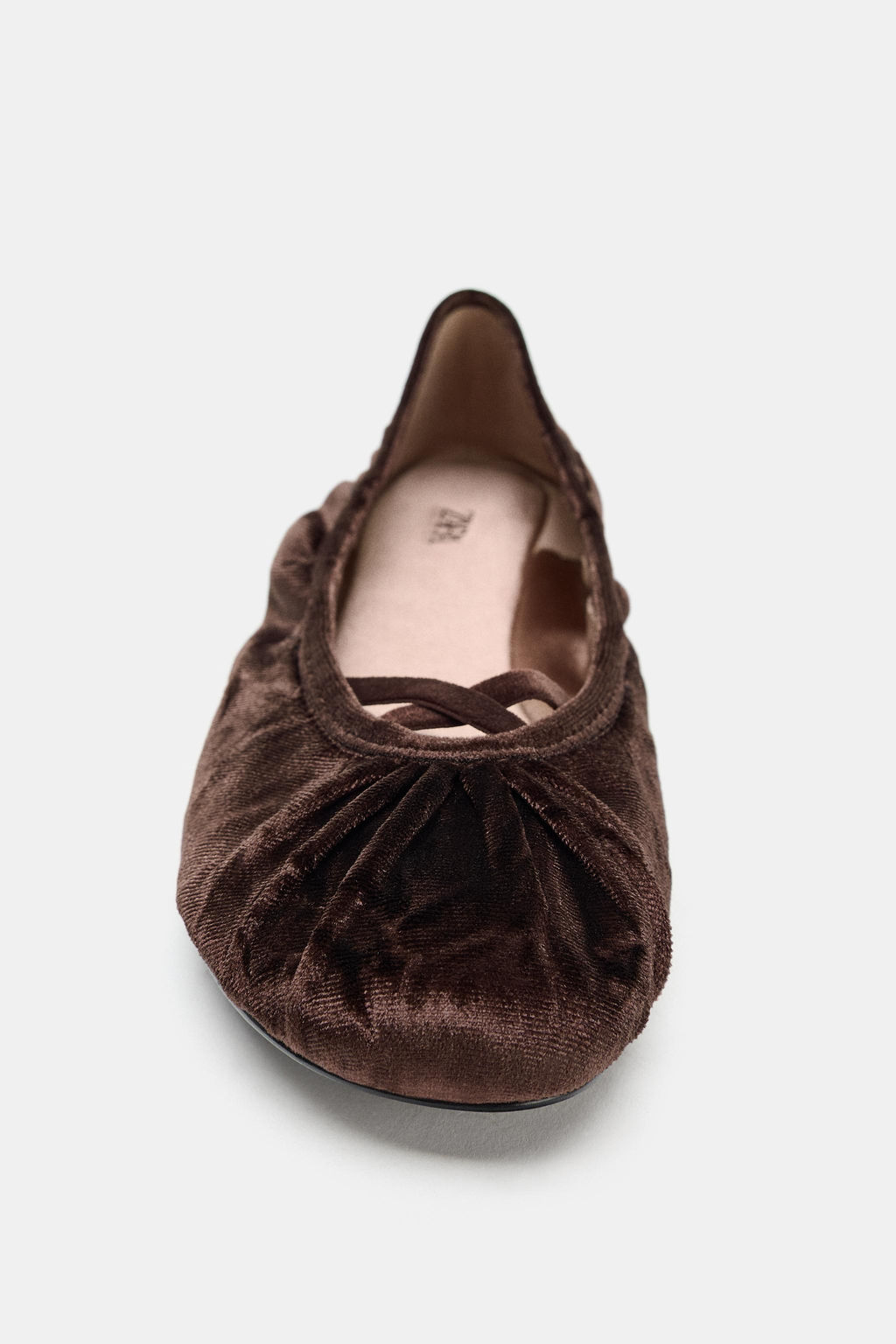 VELVET EFFECT BALLERINA FLATS WITH STRAPS - Zara фото 5