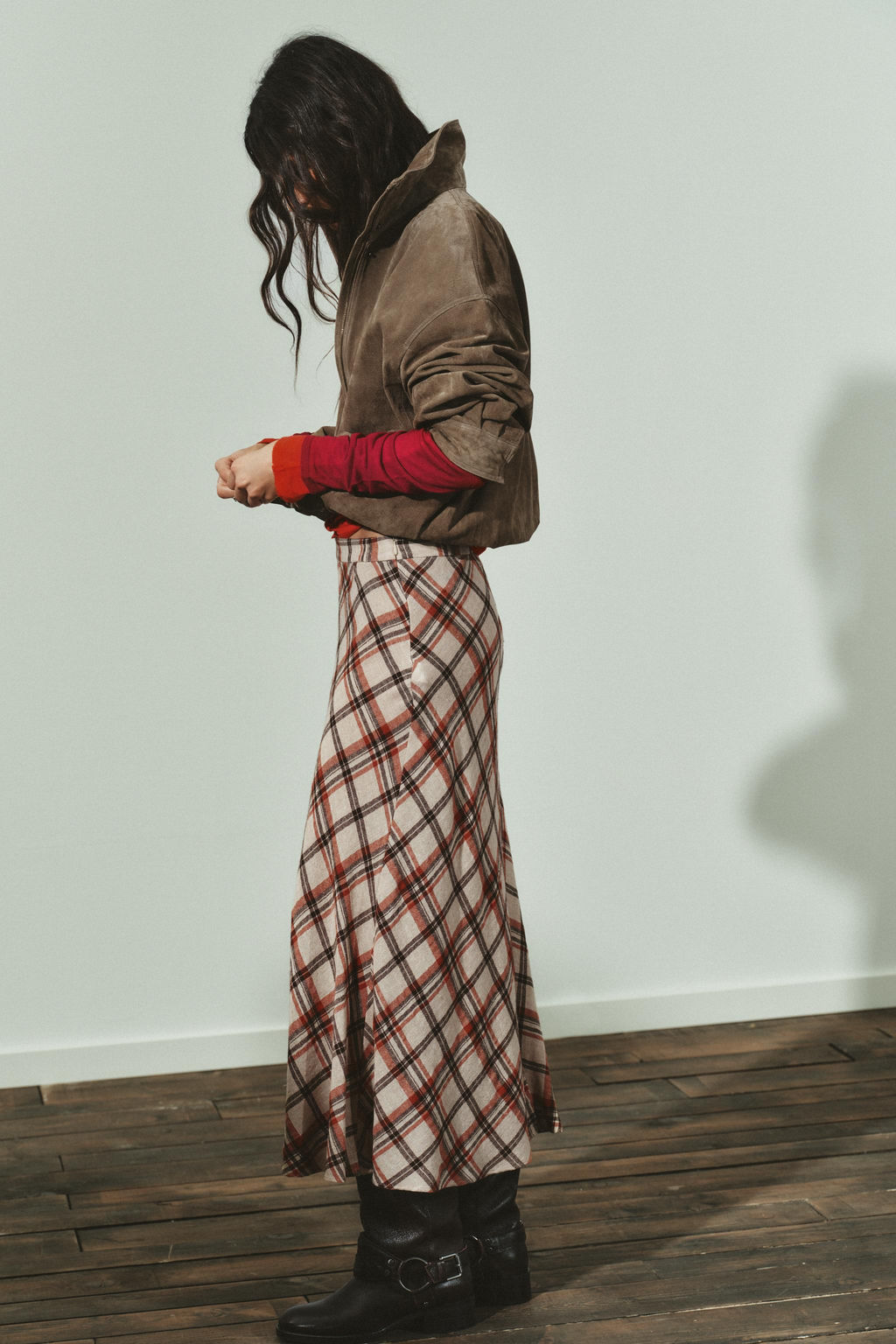 CHECKED MIDI SKIRT - Zara фото 3