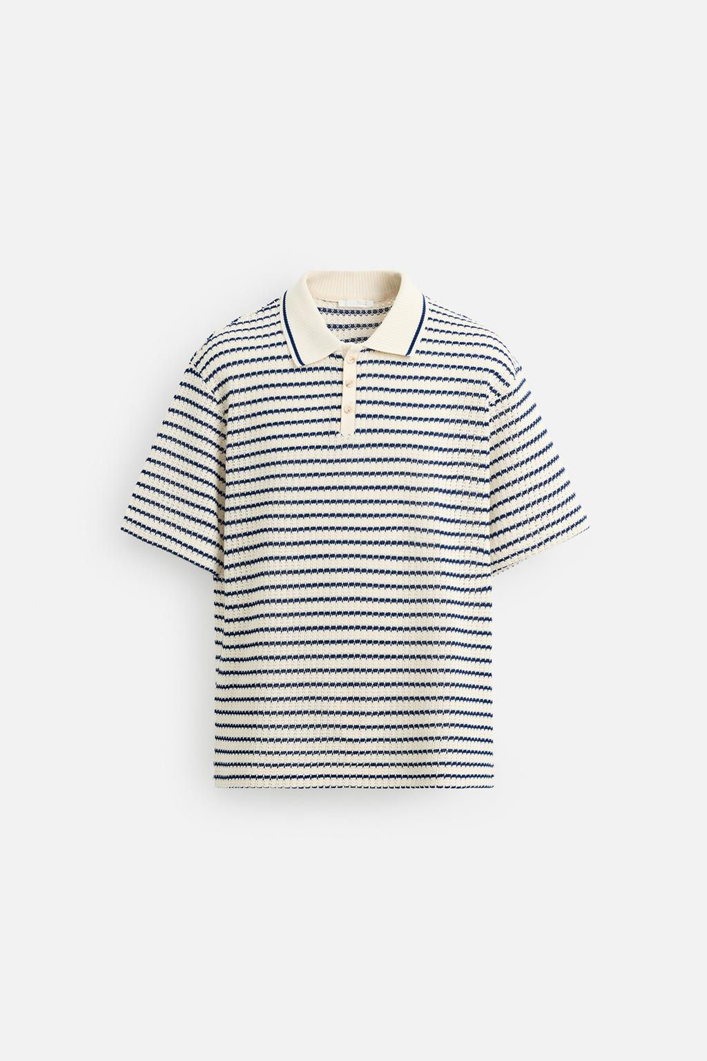 STRIPED JACQUARD POLO SHIRT - Zara фото 7
