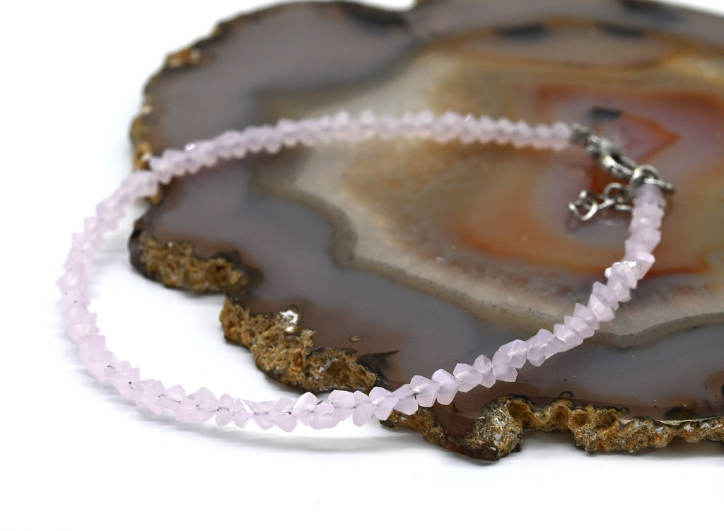 Браслет из циркона огранка 4мм цвет розовый, 17см