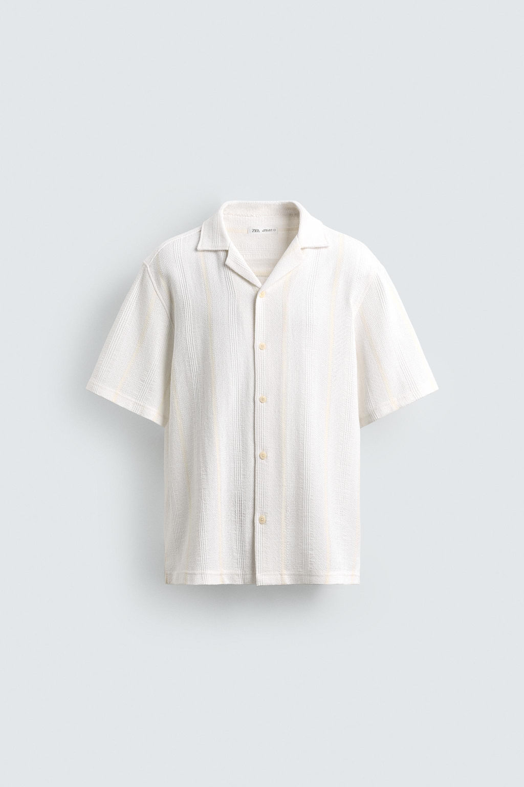 CAMISA REGULAR FIT JACQUARD RAYAS / Blanco roto - Zara фото 7