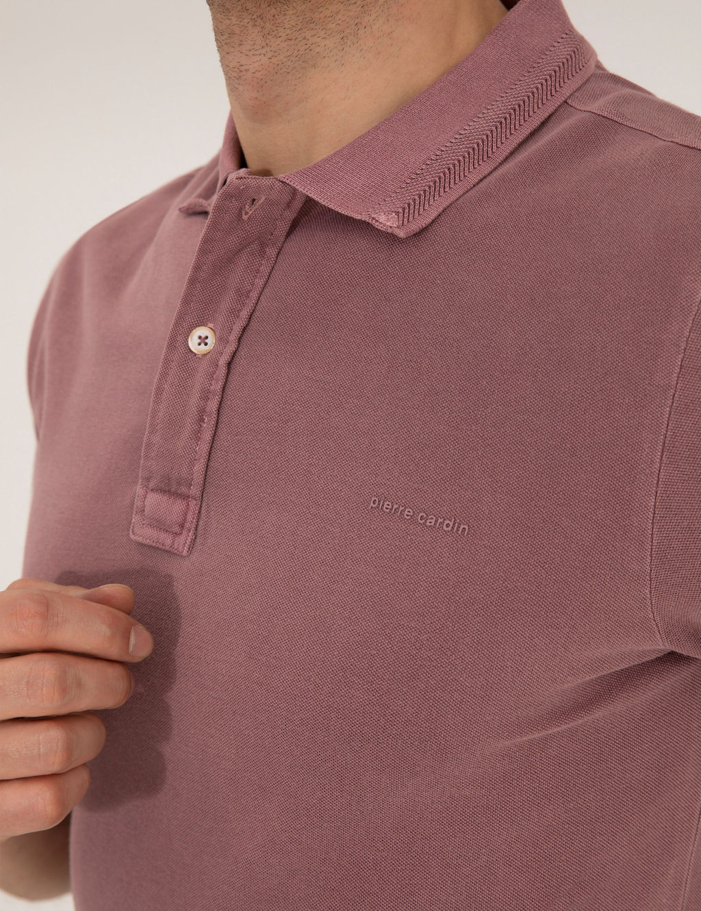 Pembe Dokulu Slim Fit Polo Yaka Ti__rt
