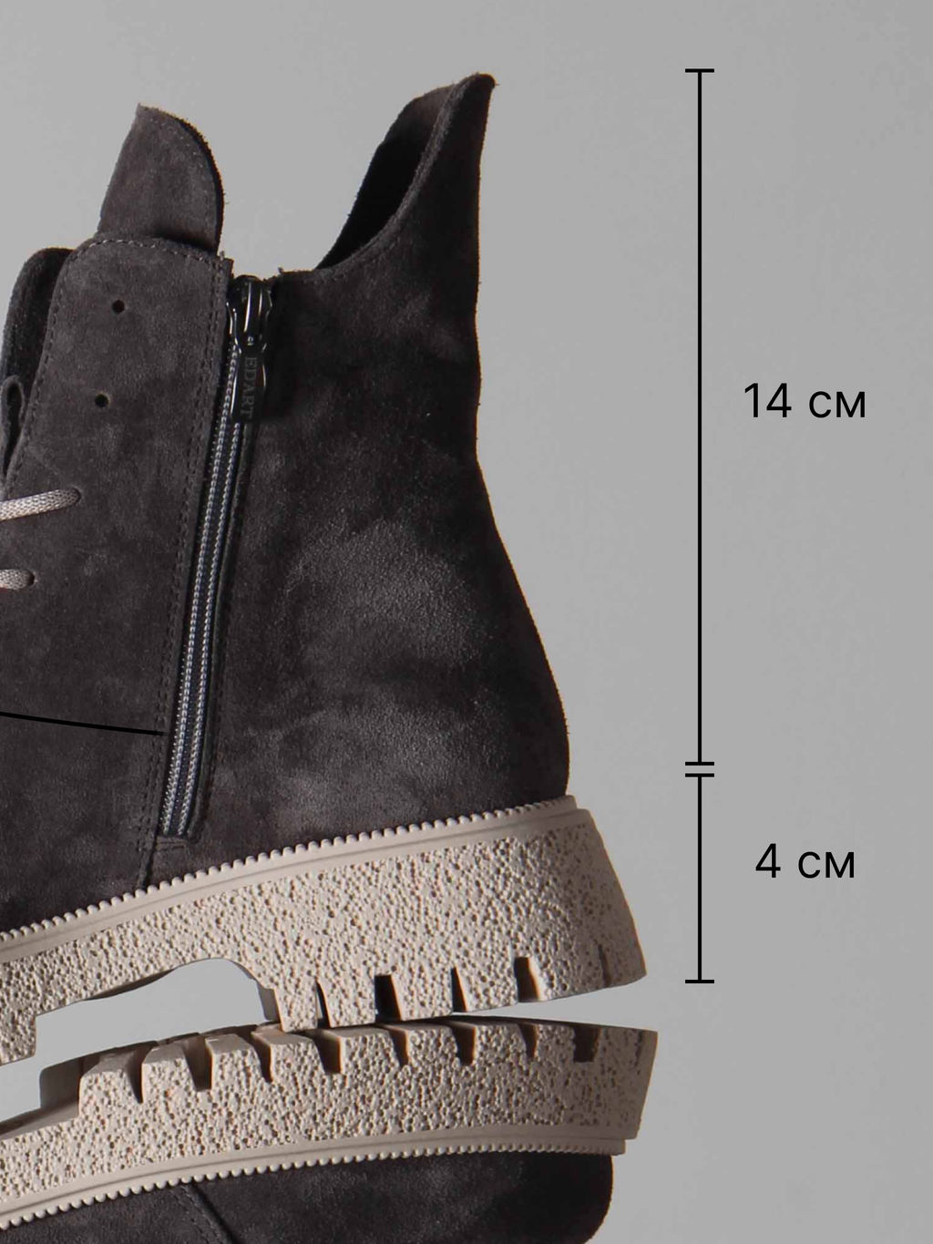 Ботинки EDART 228.V.1541be. Серый замок замша/байка фото 4