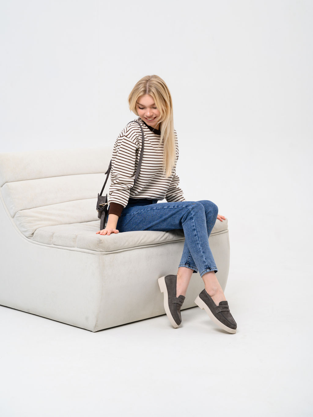 Лоферы туфли EDART 176.1593 be. Серый замок замша  фото 23