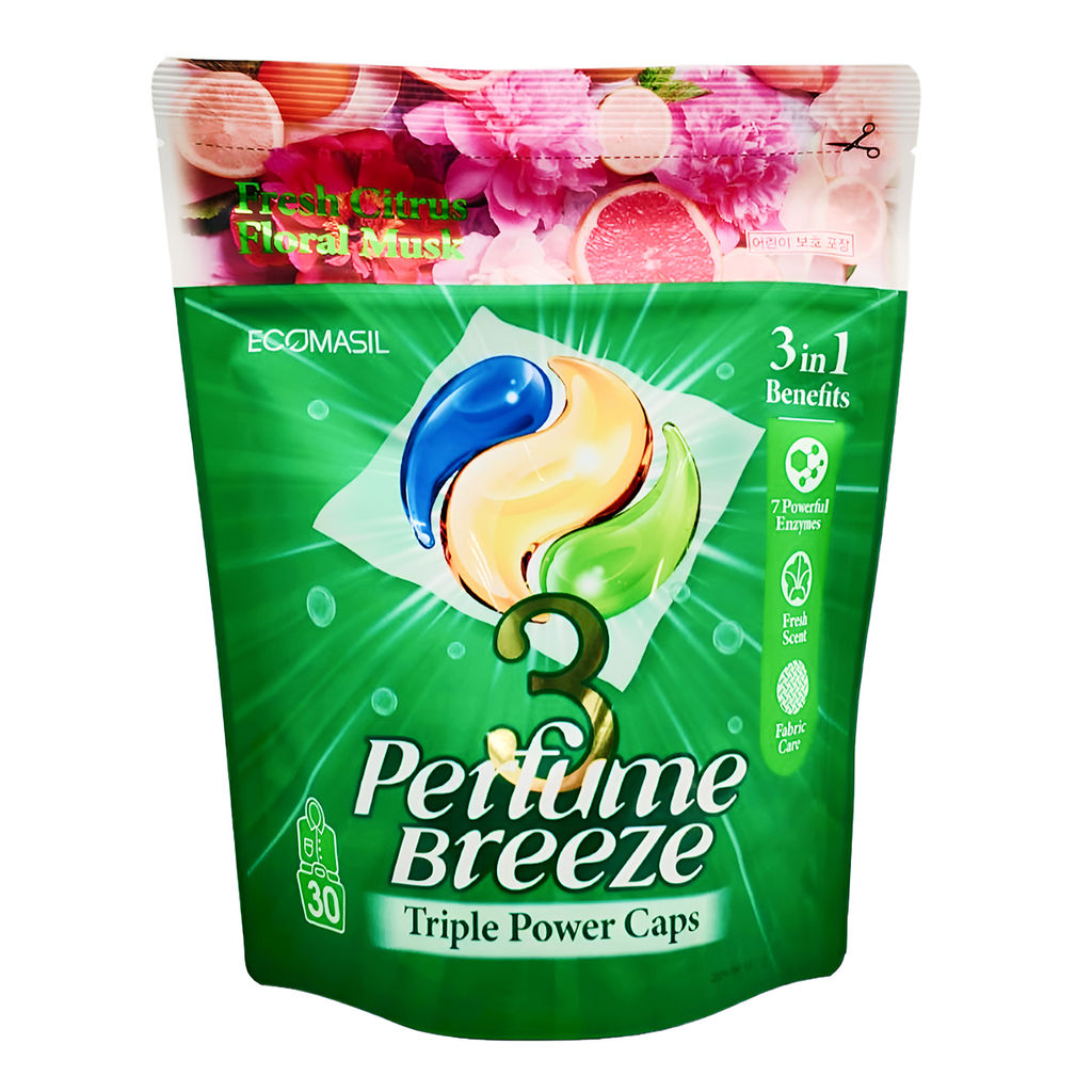 ECOMASIL Капсулы для стирки белья / 3 Perfume Breeze Triple Power Caps, 30 шт. x 11 г