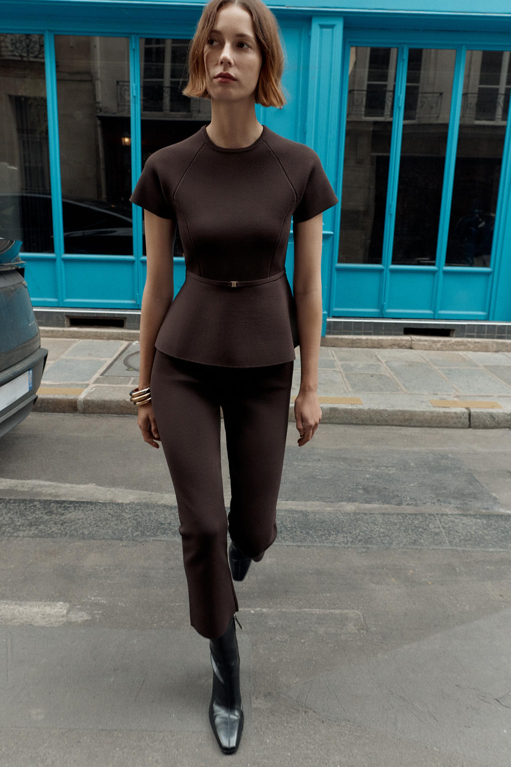KNIT PEPLUM BELTED TOP - Zara фото 8