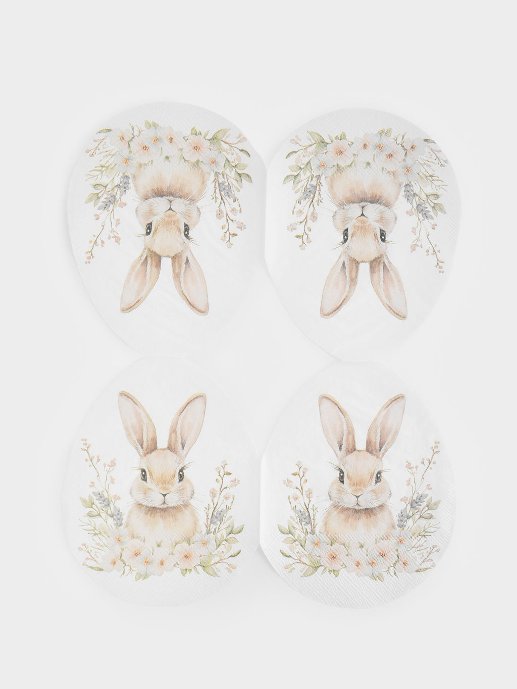Салфетки бумажные, 33х23 см, 20 шт, бежевые, Яйцо, Кролик в цветах, Flower Rabbit - Anna lafarg фото 4