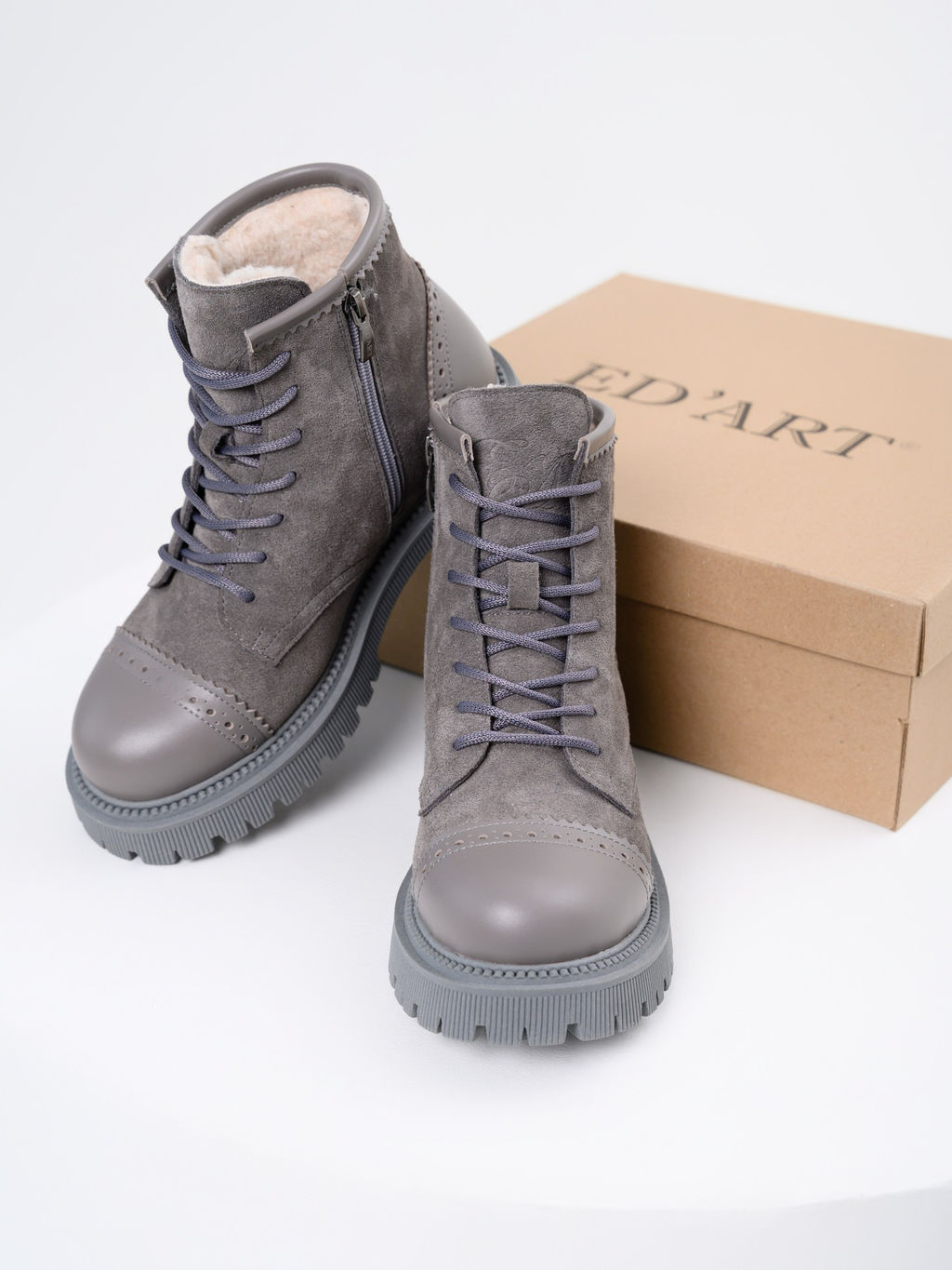 Ботинки 319.taskanagr.Серый замок замша+игуана/байка