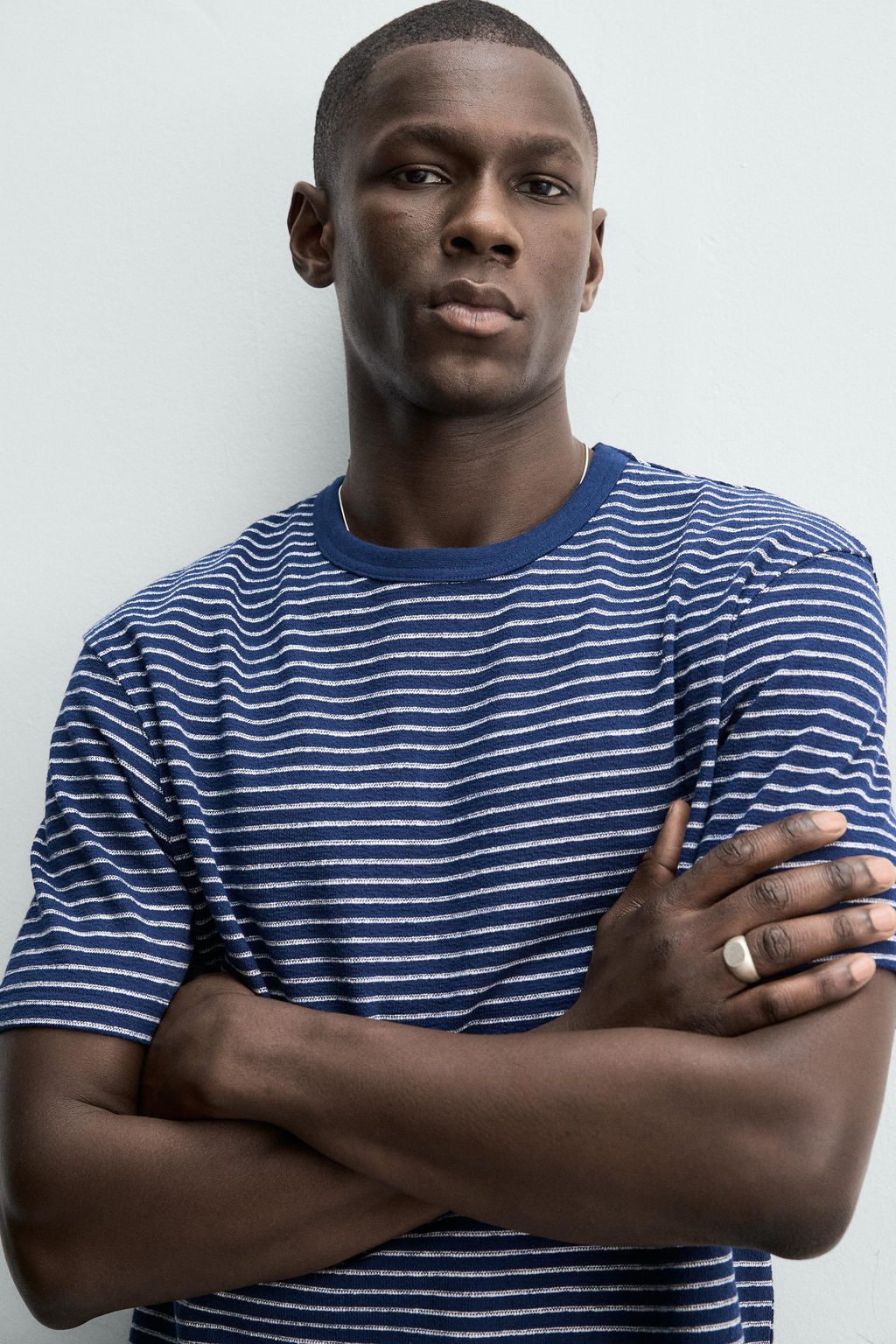 CAMISETA JACQUARD RAYAS / Azul / Blanco - Zara фото 5