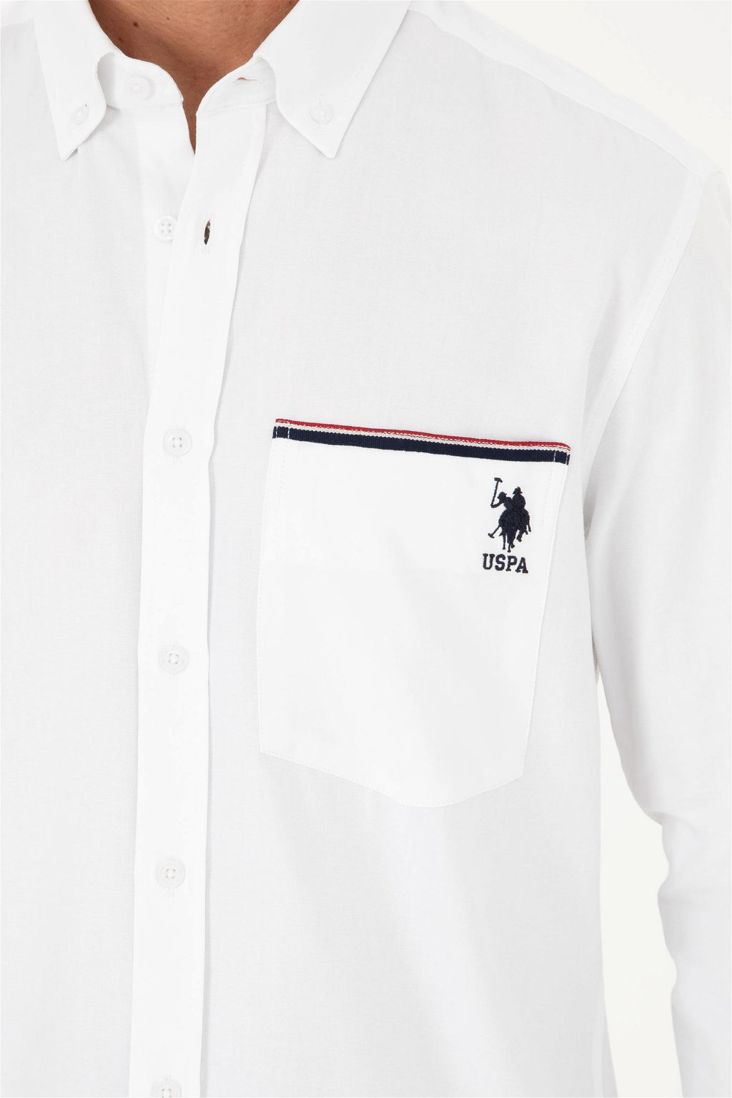 U. S. Polo Assn / Мужская белая рубашка с длинным рукавом - U.s. polo assn фото 7