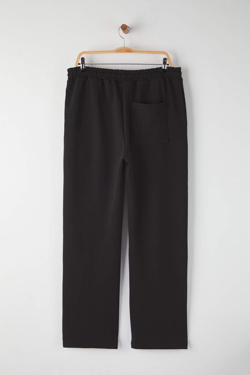 Siyah Straight Kal?p Genis Paca Interlok Rahat Pamuklu Pantolon TMNAW26PL00002 - Trendyolmilla фото 7