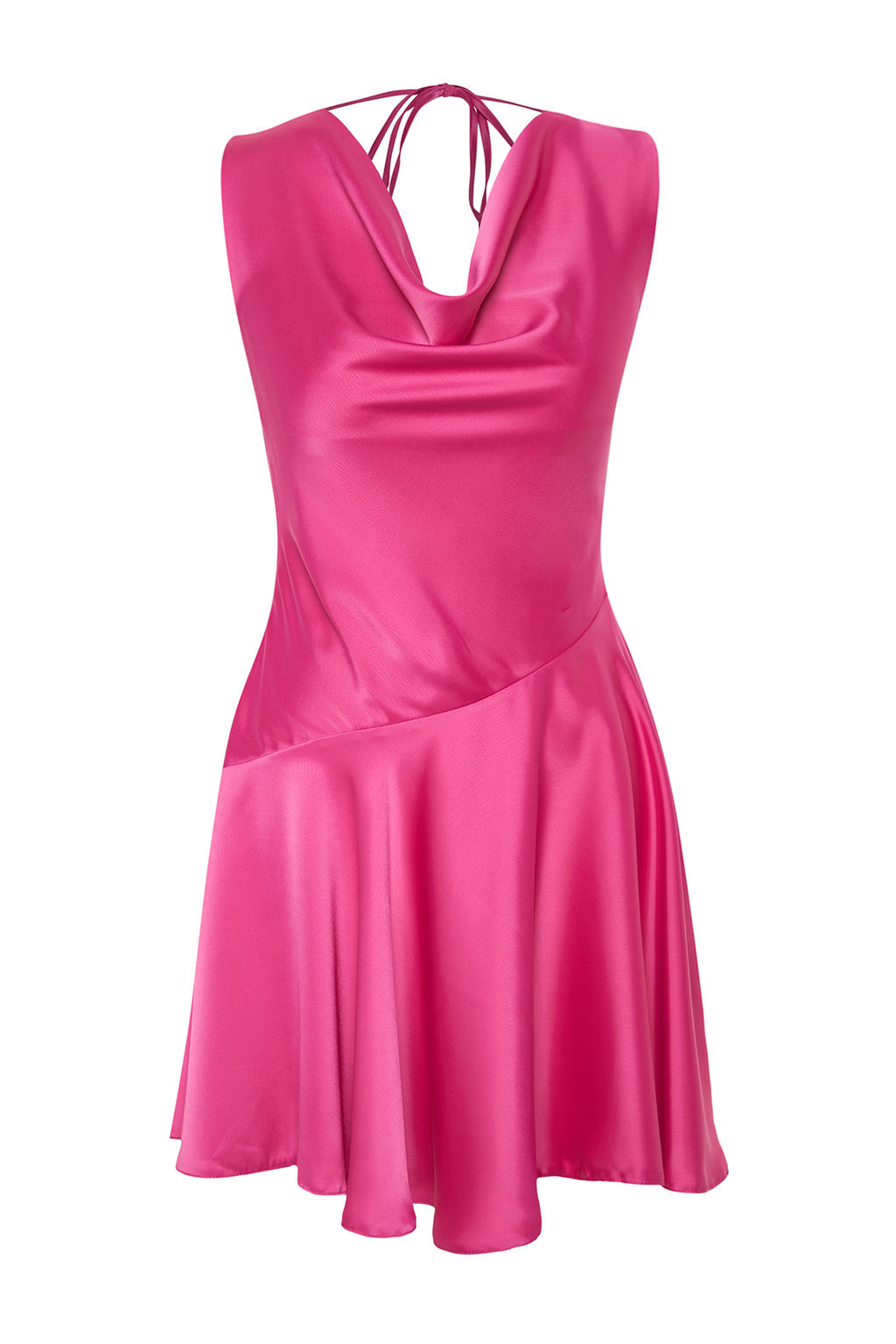 Pembe A-Kesim Degaje Yaka Dokuma Saten K?sa S?k Abiye Elbise TPRSS24EL00104 - Trendyolmilla фото 7