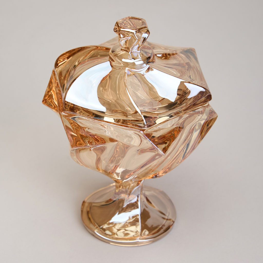 БЛЮДО С КРЫШКОЙ НА НОЖКЕ BOHEMA AMBER ДИАМЕТР=11,5 СМ ВЫСОТА=16,5 СМ