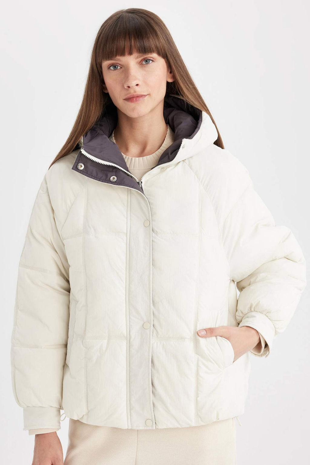 Su Itici Mevsimlik Mont Kapusonlu Cepli Fermuarl? - Defacto фото 2