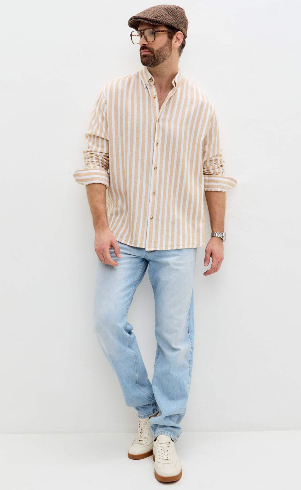 Рубашка д/р лен F611-0483 beige stripes - Fine joyce фото 10