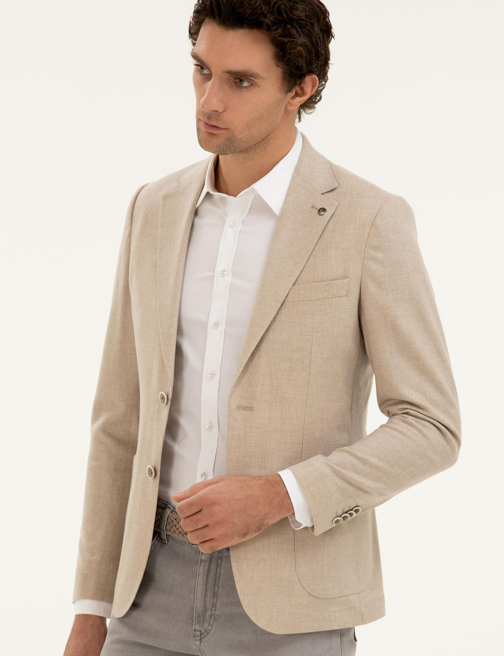 Бежевая кашемировая куртка приталенного кроя - Cacharel фото 3