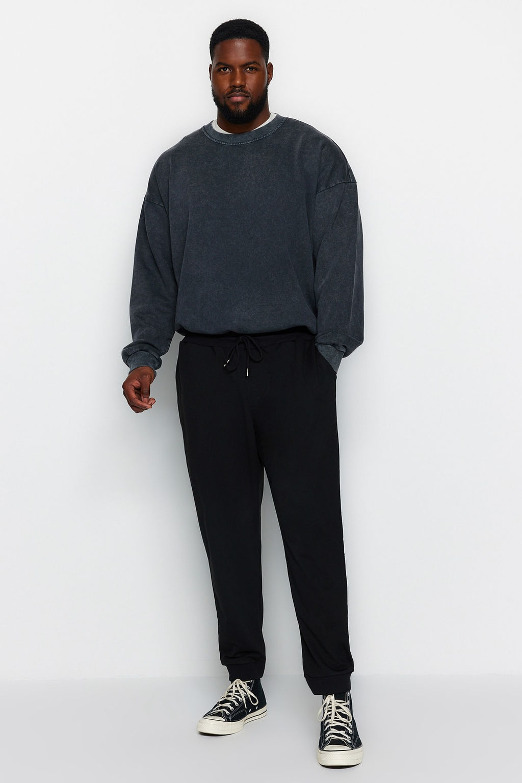 TRENDYOL MAN Siyah Buyuk Beden Regular/Normal Kesim Jogger Basic Pamuklu Esofman Alt? TMNAW24AJ00003 - Trendyolmilla фото 2