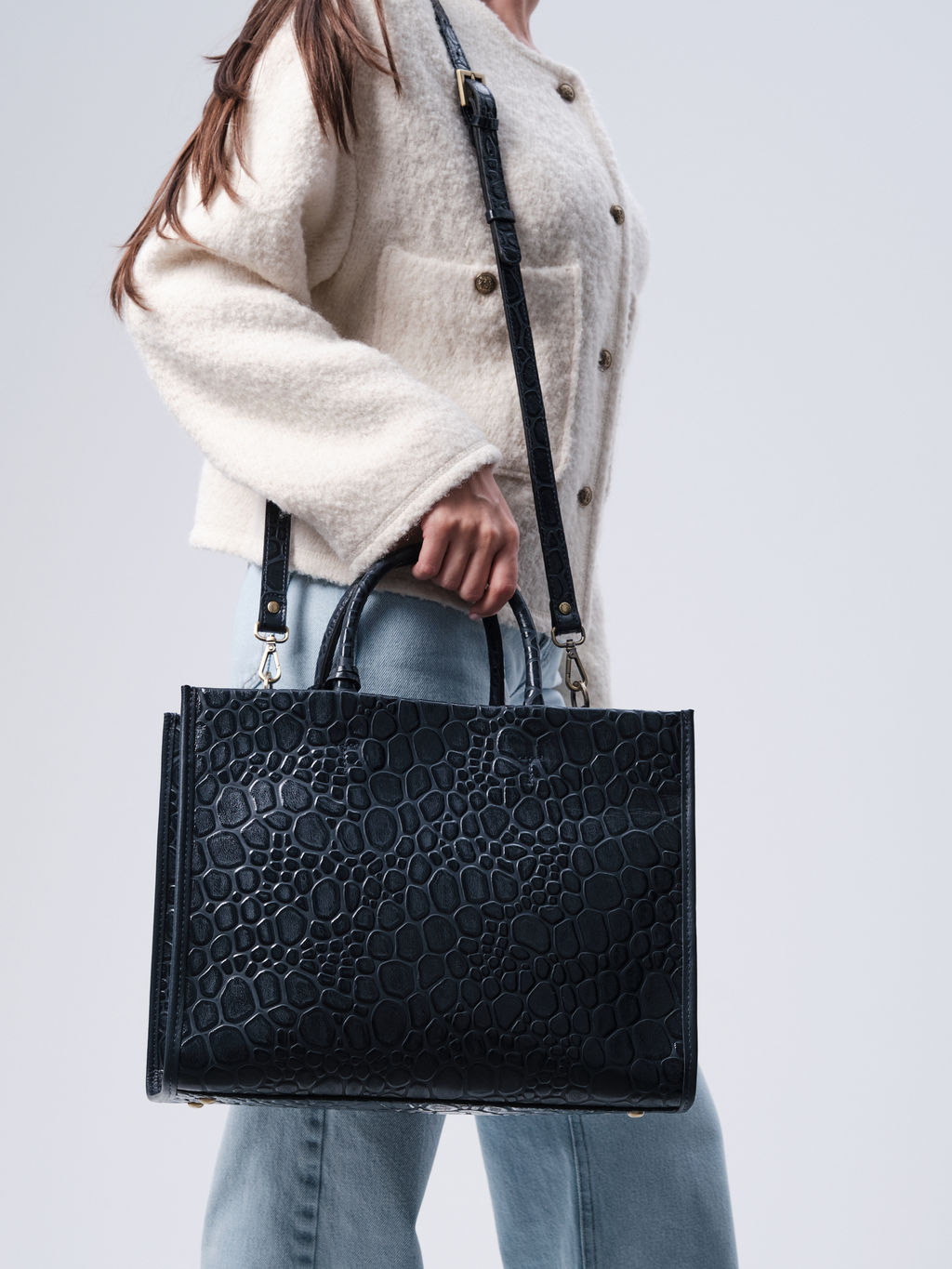 Сумка кожаная шоппер Deboro 30638 синий камень