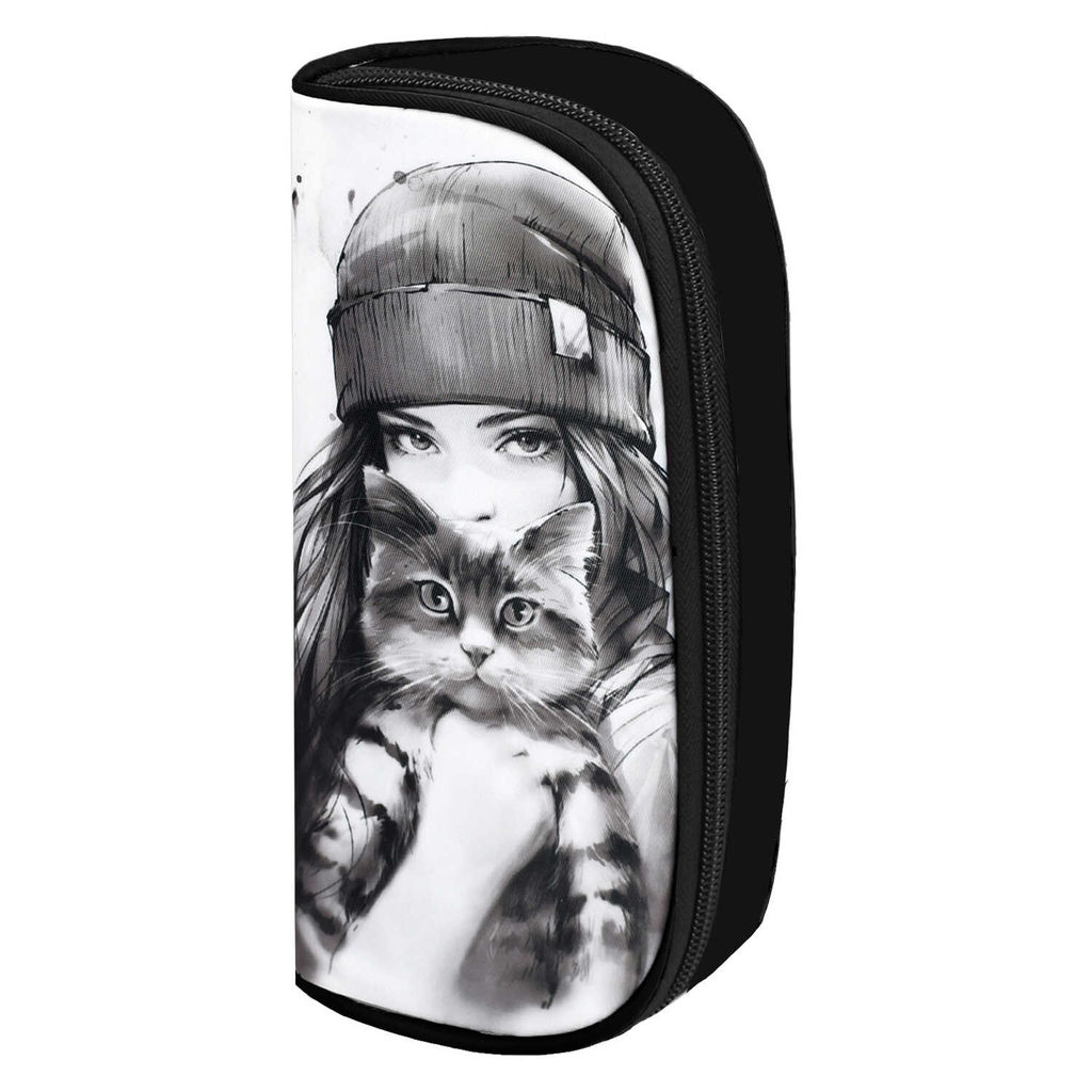 Пенал школьный Феникс+, арт.68953/ 24 ДЕВУШКА С КОТОМ. ОСЕНЬ