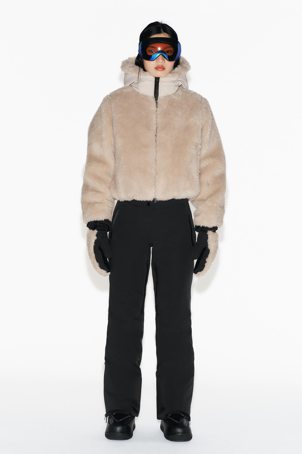 SHORT FAUX FUR HOODED COAT RECCO® TECHNOLOGY SKI COLLECTION