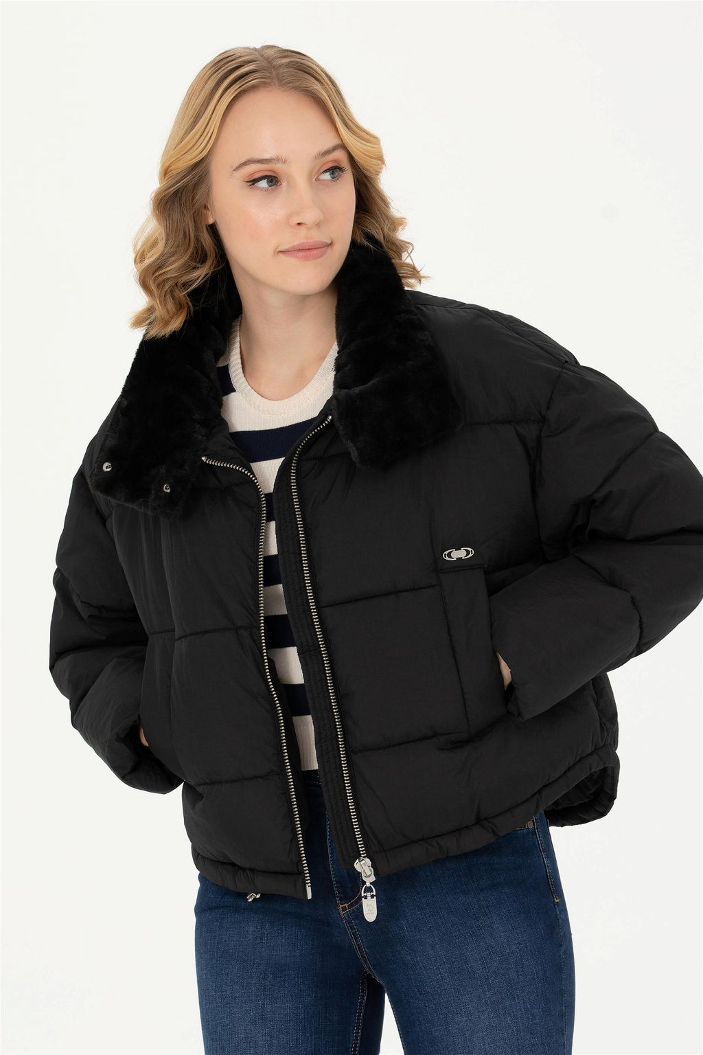 U. S. Polo Assn Женское черное пальто - U.s. polo assn фото 3