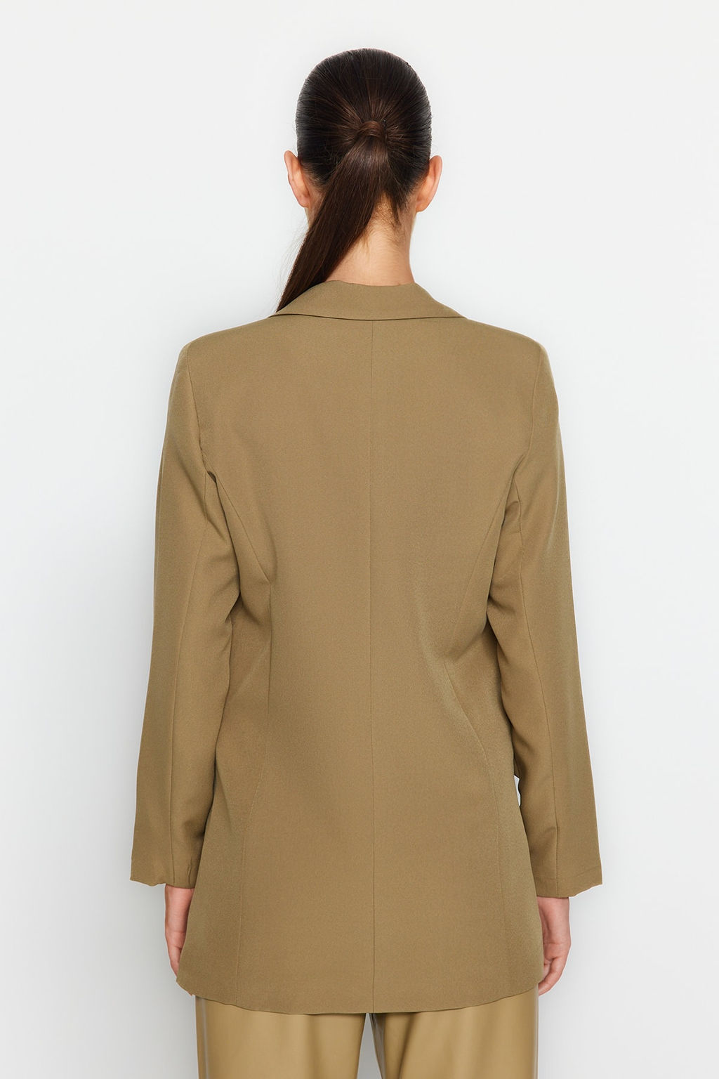 Ac?k Haki Regular Astarl? Kruvaze Kapama Dokuma Blazer Ceket TWOSS20CE0059