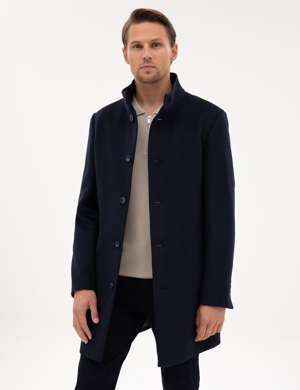 Lacivert Slim Fit Palto