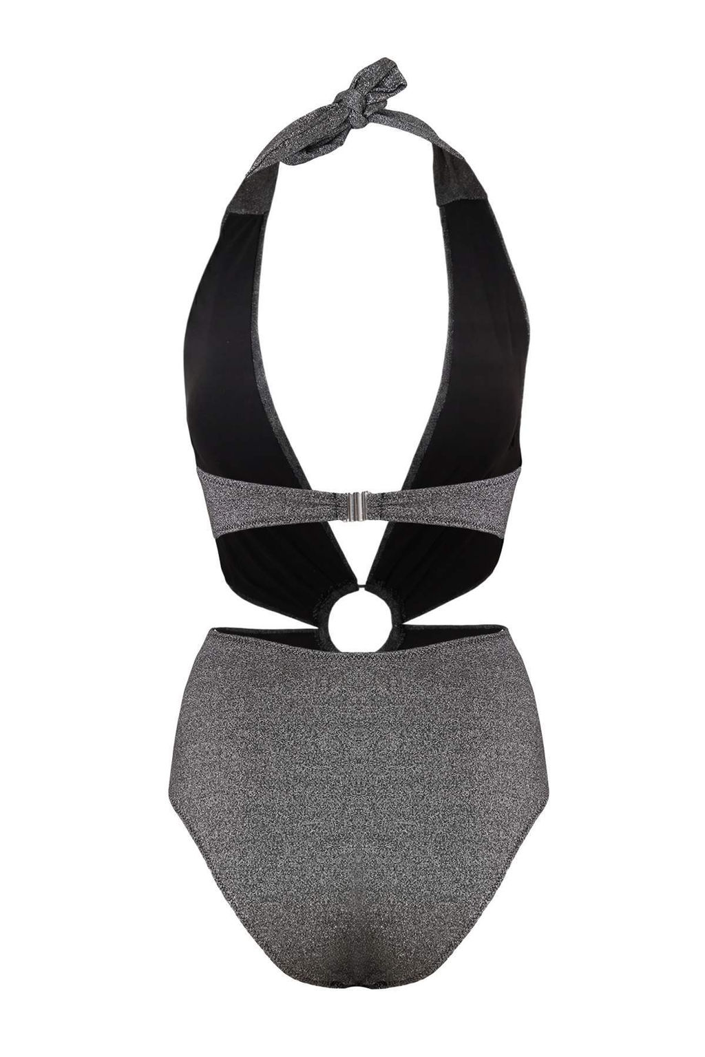 TRENDYOLMILLA Saks Derin V Yaka Cut Out/Pencereli Aksesuarl? Simli Regular Mayokini TBESS25MY00005  фото 10