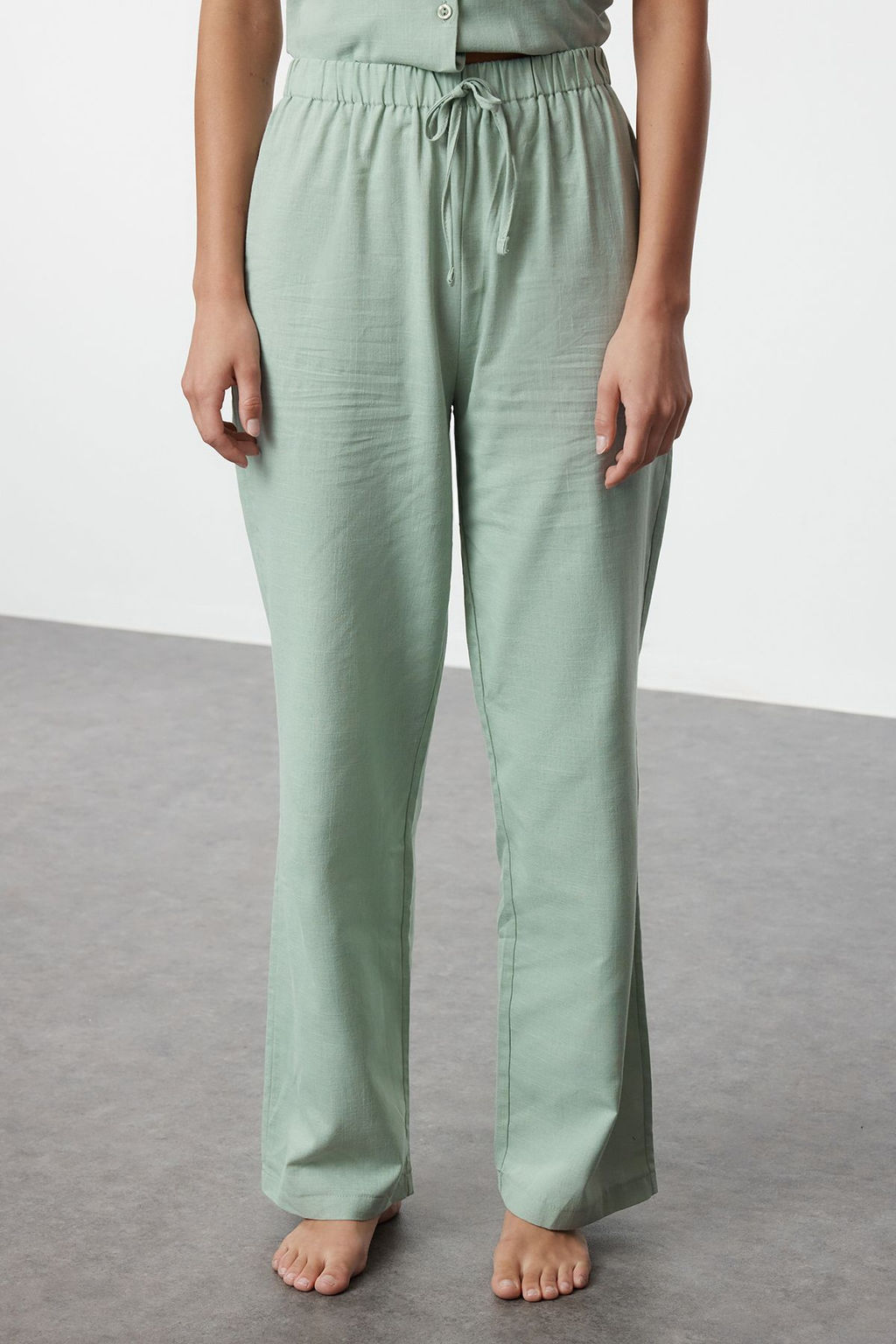 Trendyolmilla Mint %100 Pamuklu Dokuma Pijama Tak?m? THMSS24PT00401 фото 4