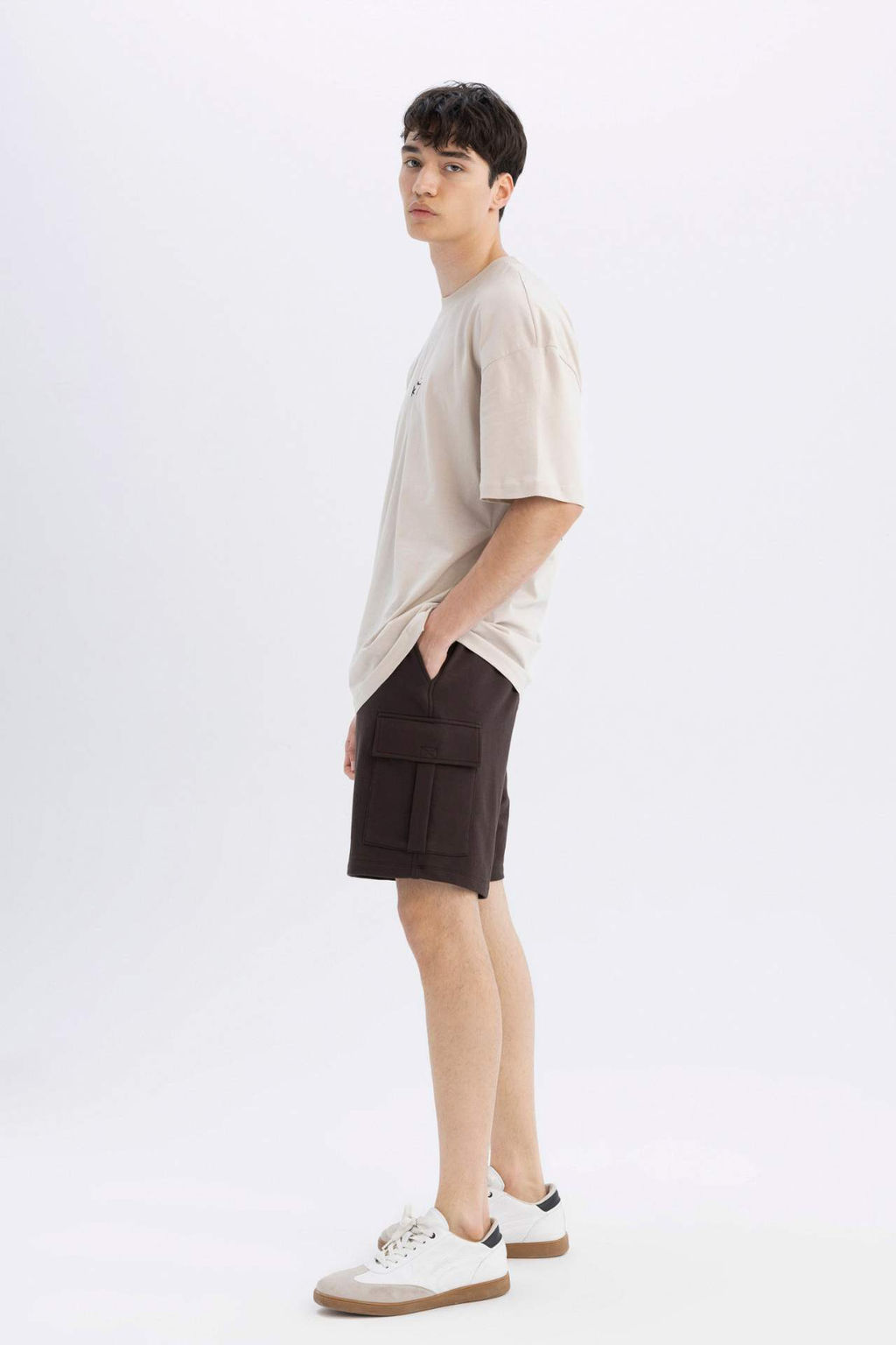 Regular Fit Kargo Cepli Basic Duz Bermuda Sort - Defacto фото 3