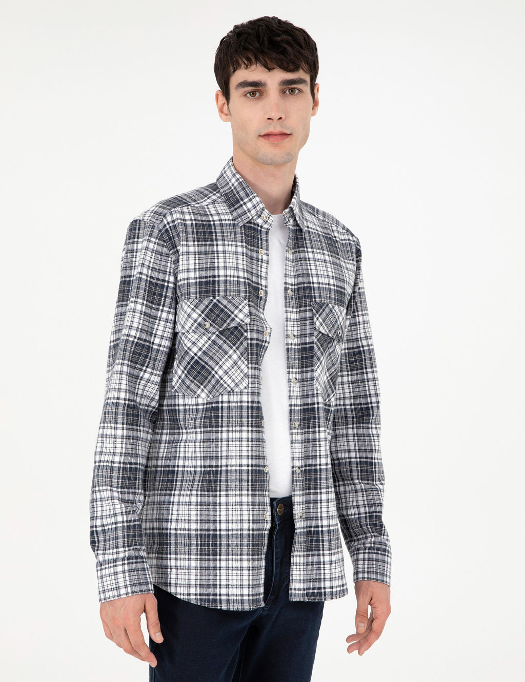 Lacivert Regular Fit Uzun Kollu G_mlek