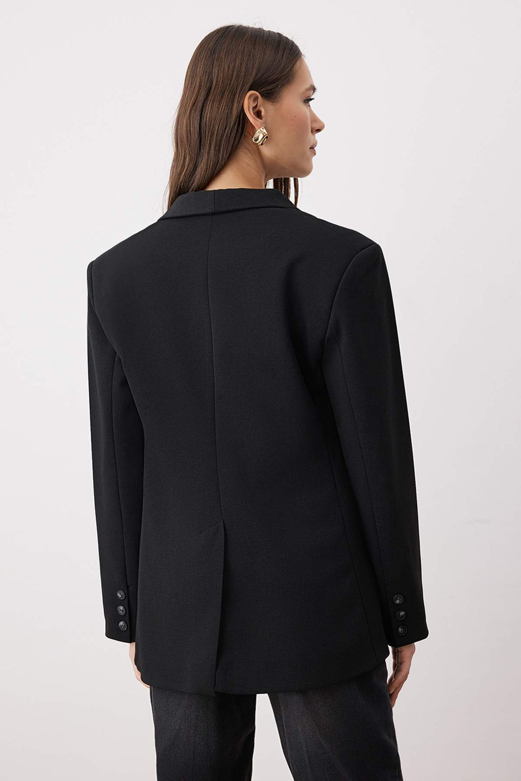 Siyah Cizgili Astarl? Fitted/Dar Kal?p Dokuma Blazer Ceket TWOAW26BC00043 - Trendyolmilla фото 5