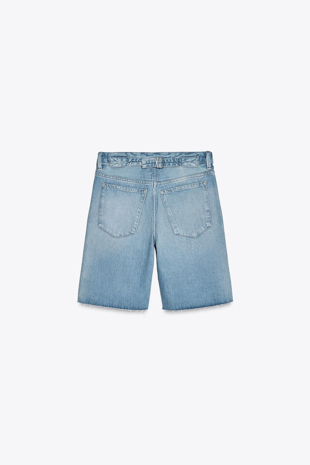 TRF MID-WAIST BELT LOOP DENIM BERMUDA SHORTS - Zara фото 10