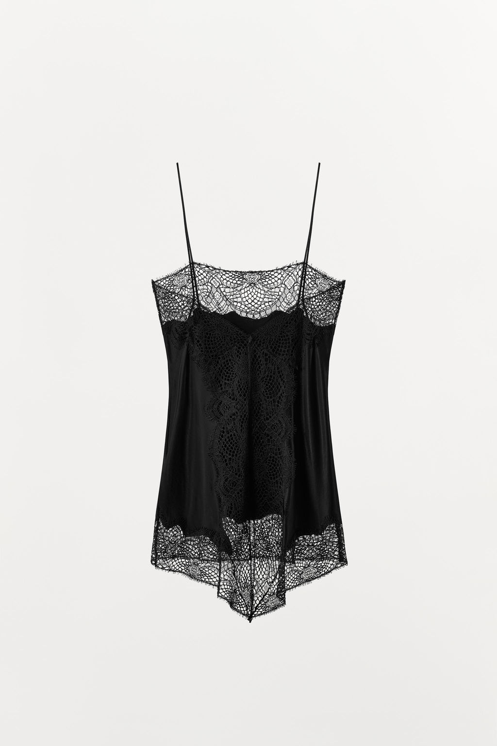 SATIN CAMISOLE TOP WITH LACE TRIM - Zara фото 4
