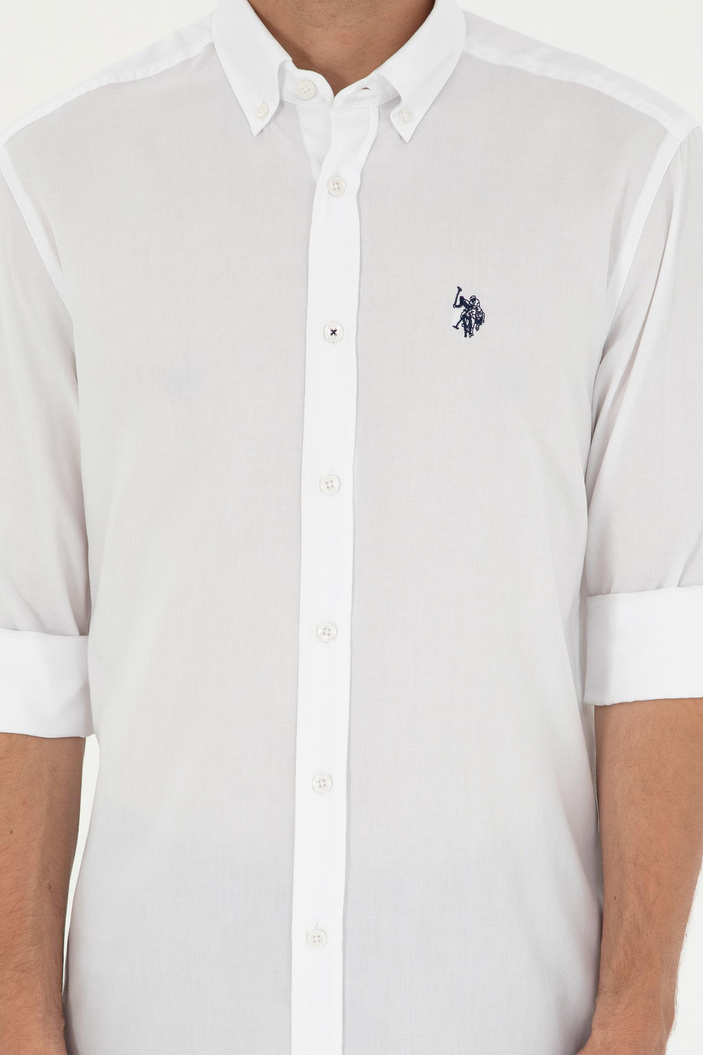 Мужская белая базовая рубашка с длинным рукавом - U.s. polo assn фото 6
