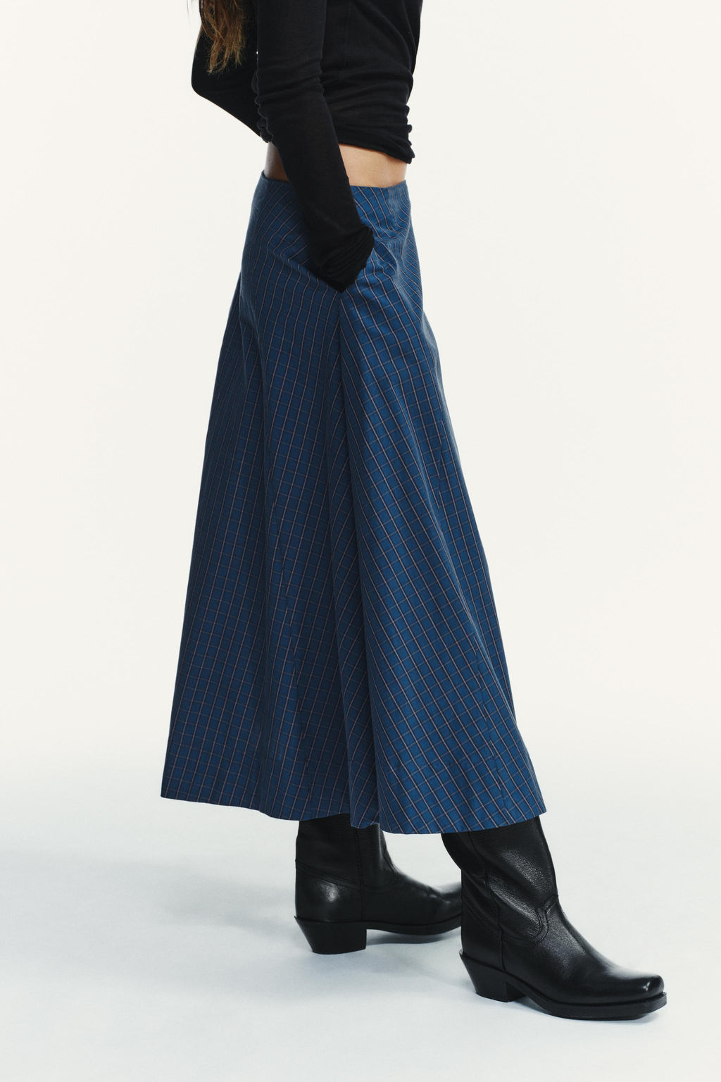 CHECKED PLEATED MIDI SKIRT - Zara фото 5