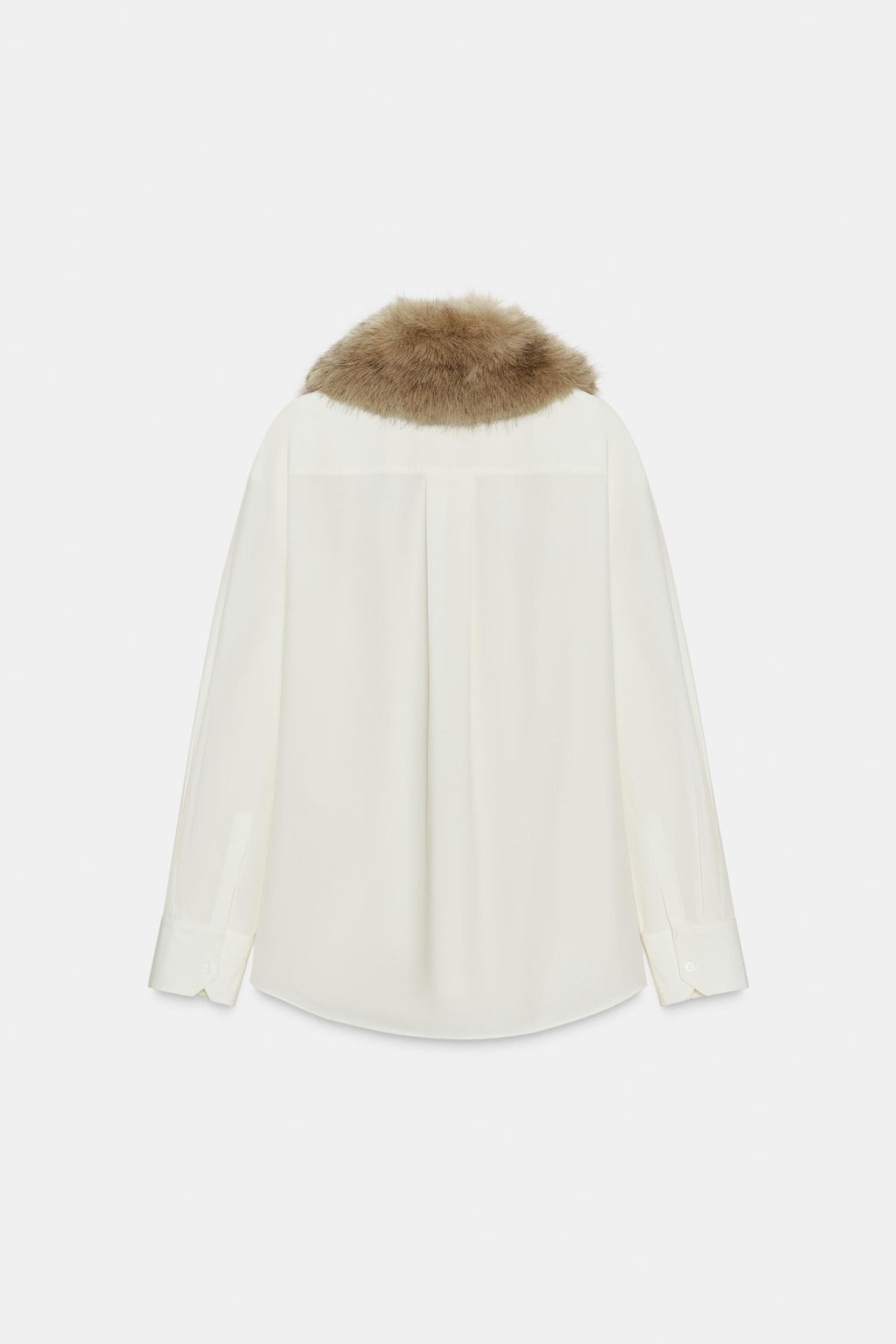 POPLIN SHIRT WITH FAUX FUR COLLAR ZW COLLECTION - Zara фото 7