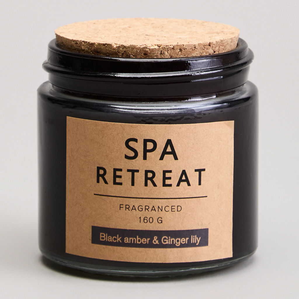 СВЕЧА АРОМАТИЗИРОВАННАЯ В СТАКАНЕ SPA RETREAT BLACK AMBER&CINGER LILY 7,3*7,4 СМ