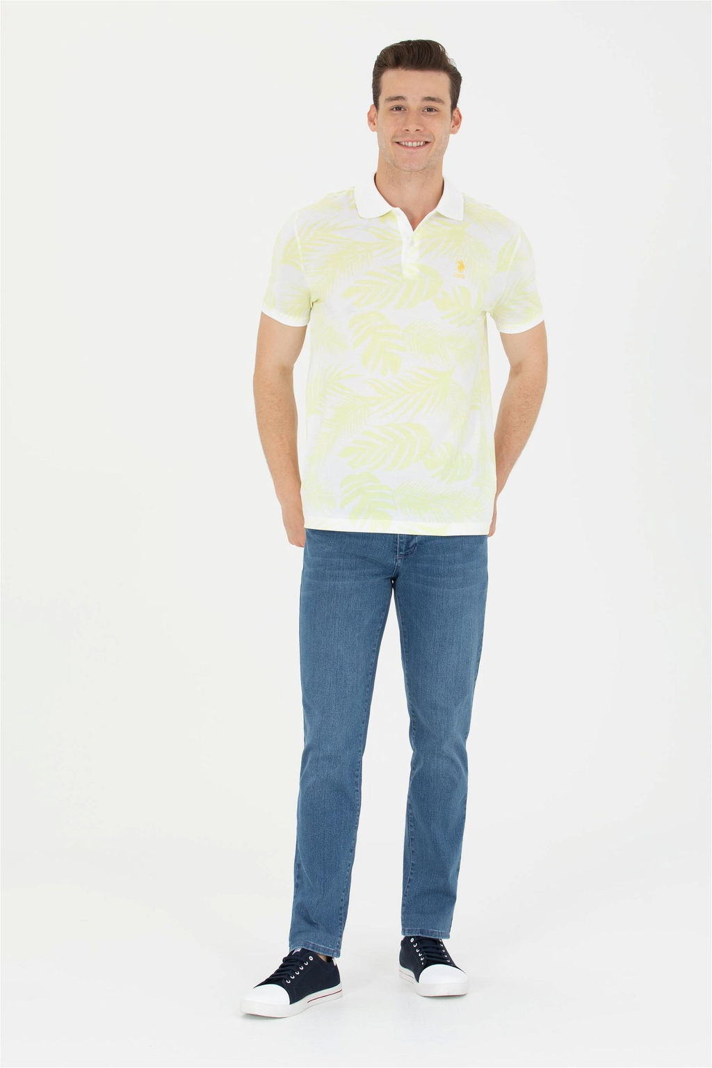 U. S. Polo Assn Мужская светло-желтая футболка с воротником-поло - U.s. polo assn фото 11