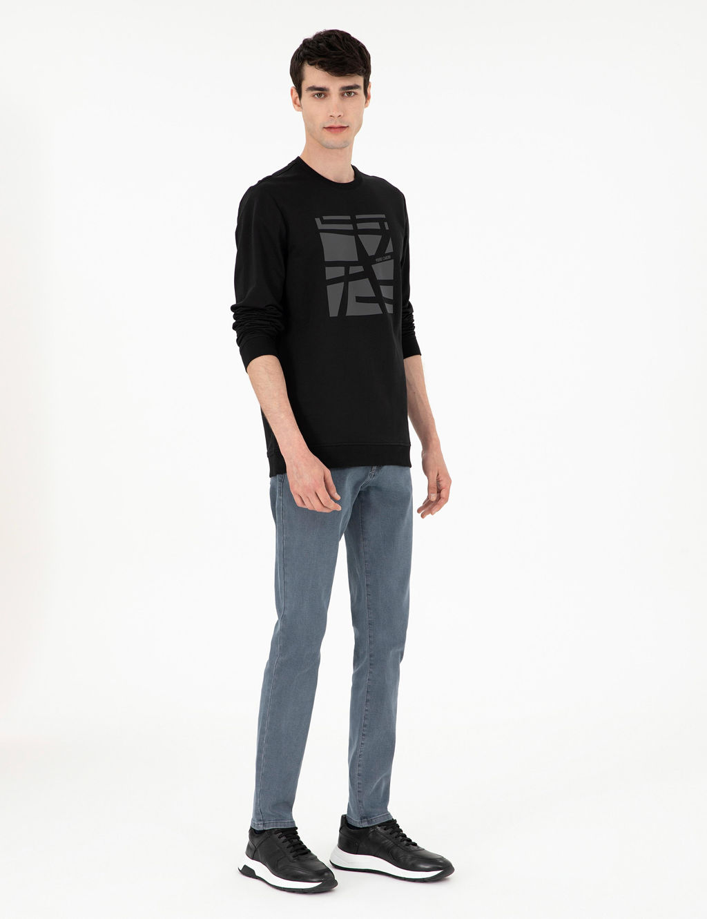 Siyah Regular Fit Sweatshirt - Pierre cardin фото 4