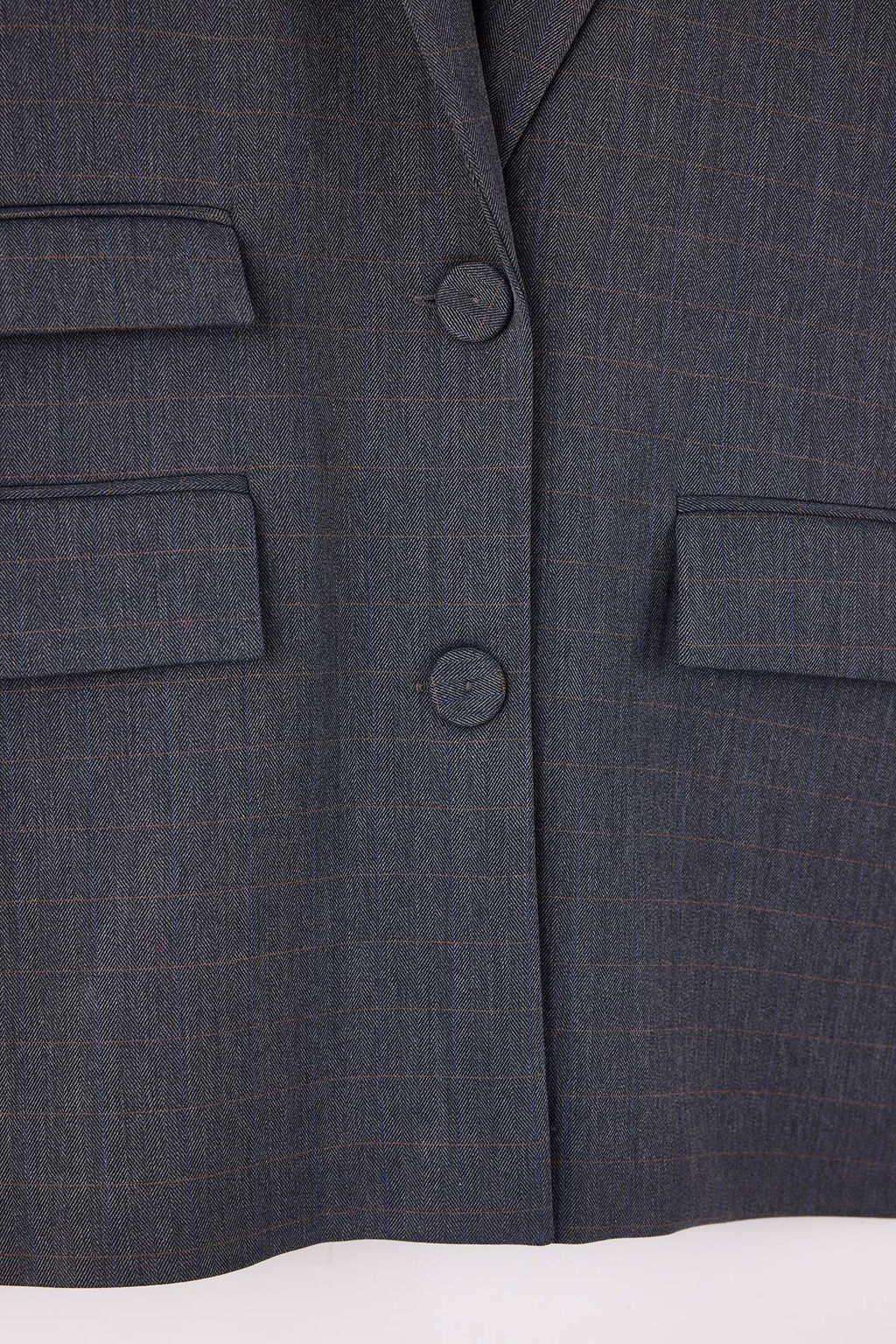 EXCLUSIVE Ozel Koleksiyon Vizon Cep Detayl? Ekoseli Oversize Blazer Ceket TWOAW26BC00048 - Trendyolmilla фото 8