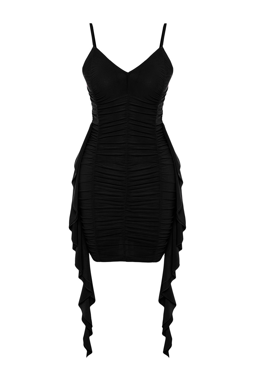 Siyah Vucuda Oturan Drapeli Orme K?sa Elbise TPRSS24EL00014 - Trendyolmilla фото 7