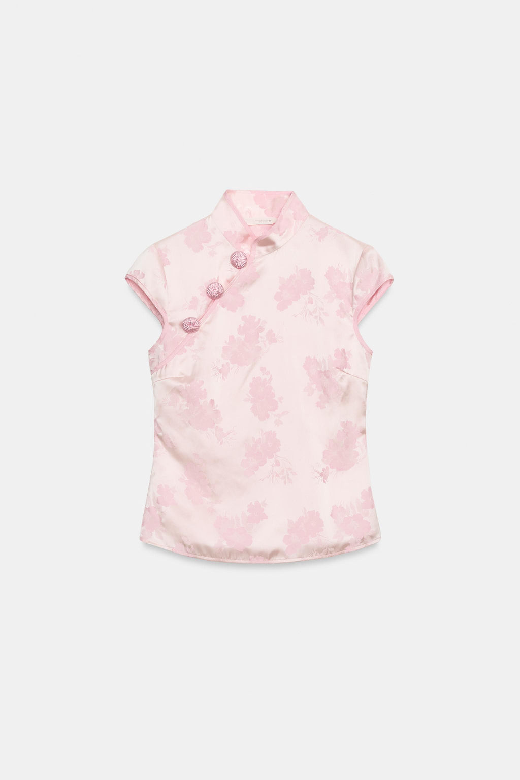 TOP SATINADO JACQUARD BOTONES / Rosa