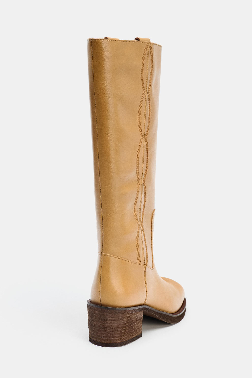 LEATHER TOPSTITCHED BOOTS - Zara фото 19