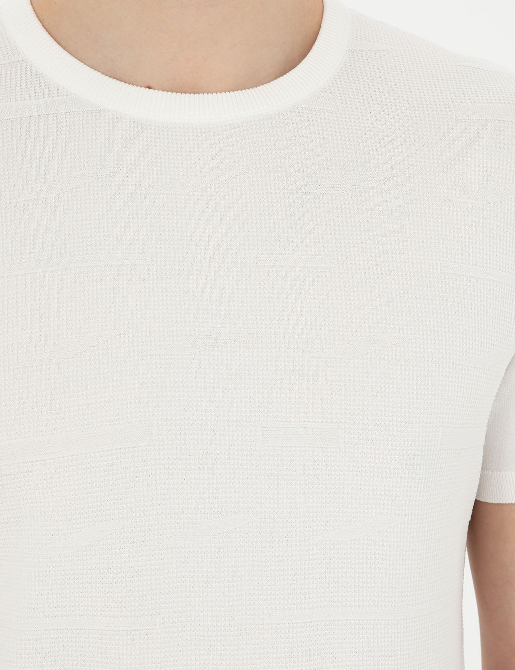 Beyaz Slim Fit Bisiklet Yaka Triko Ti__rt