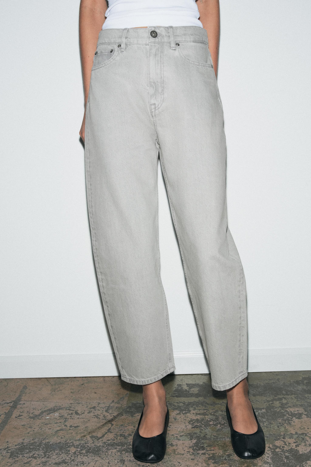 JEANS ZW COLLECTION TAPERED TIRO MEDIO / Gris - Zara фото 2