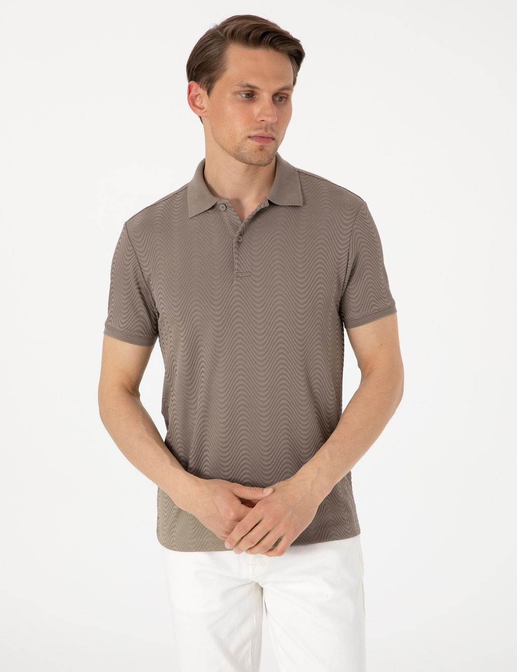 Koyu Vizon Slim Fit Polo Yaka Ti__rt - Pierre cardin фото 3