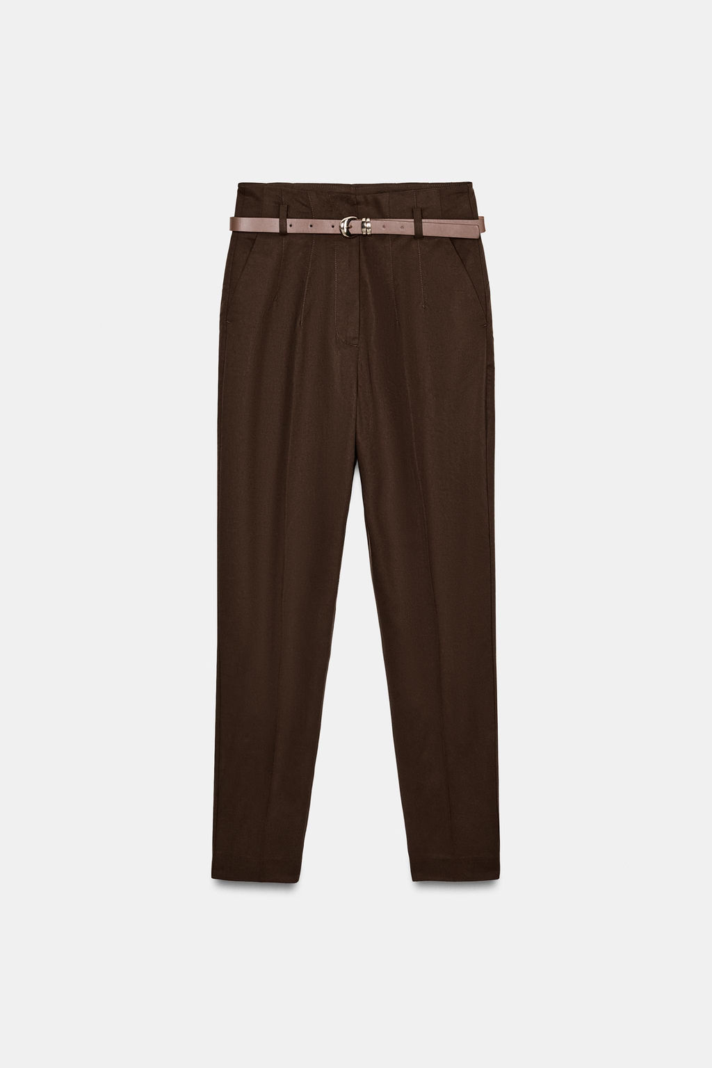 PANTAL?N TIRO ALTO CINTUR?N / Marr?n - Zara фото 9