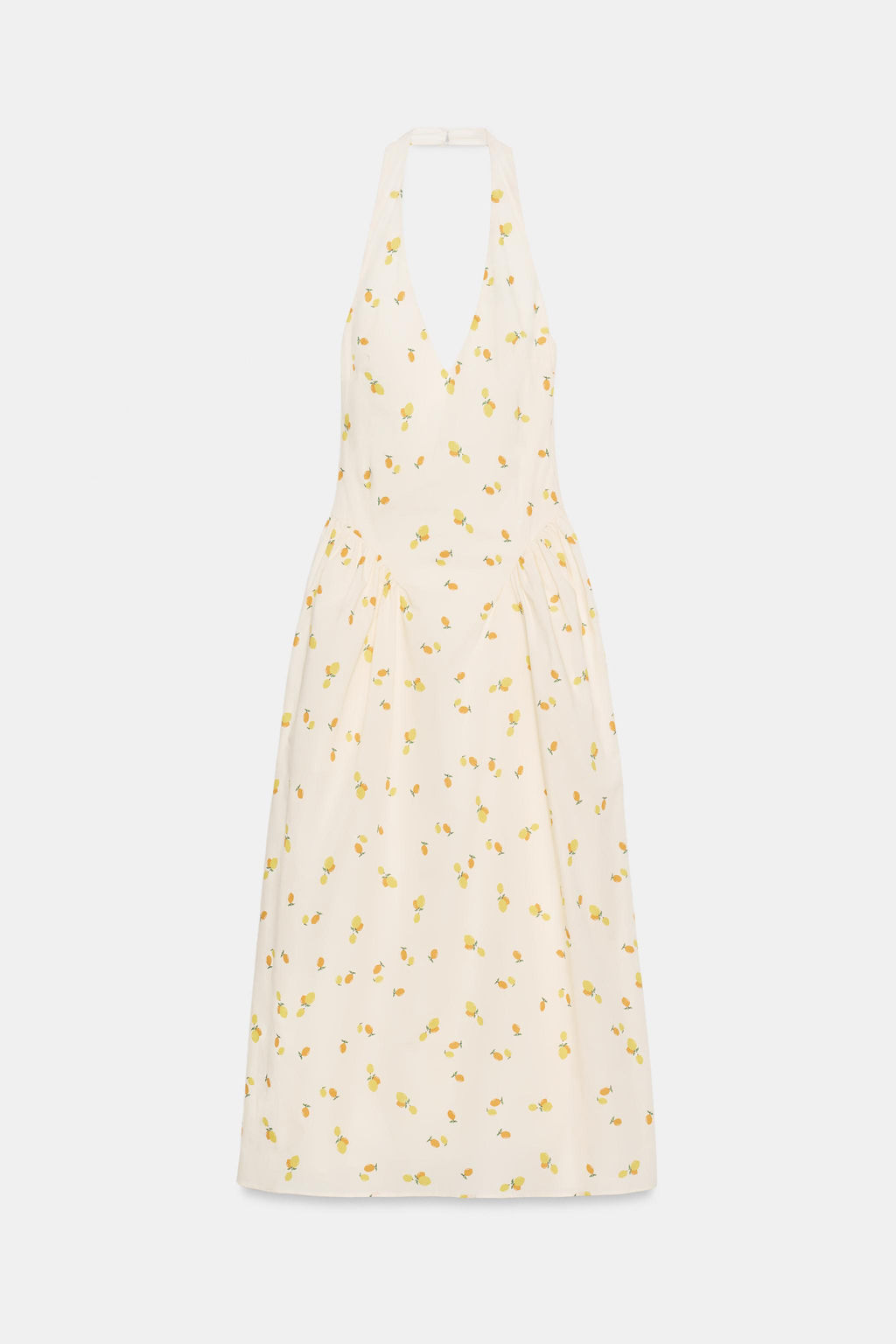 VESTIDO MIDI POPEL?N HALTER FRUTAS / Crudo/Amarillo - Zara фото 5