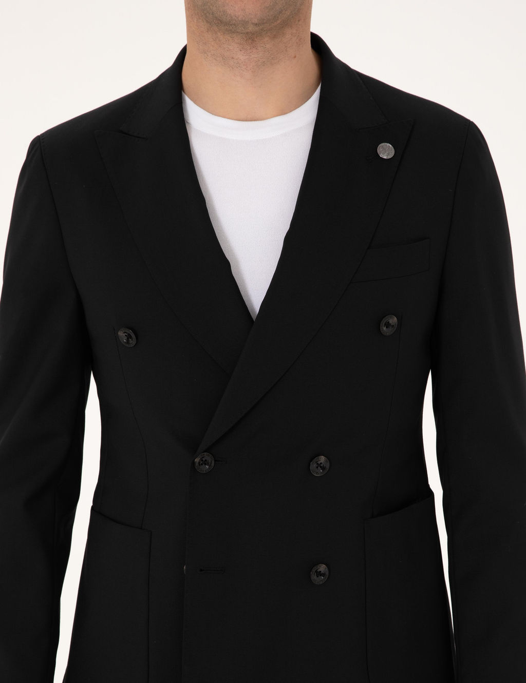 Siyah Ex. Slim Fit %100 Y_n Kruvaze Tak_m Elbise